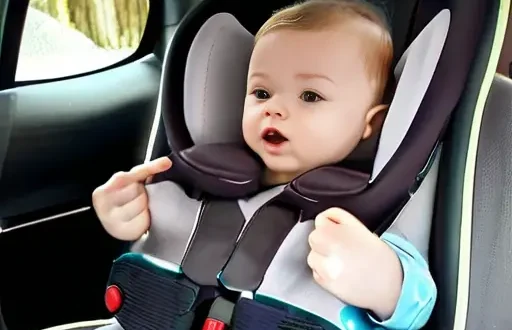 Детское автокресло по росту и весу, установленное в автомобиле через ISOFIX, ребенок пристегнут
