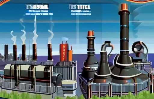 Иллюстрация металлургического комплекса России на фоне графиков цен, символизирующая стратегии повышения рентабельности в условиях дефицита и избытка металлов.