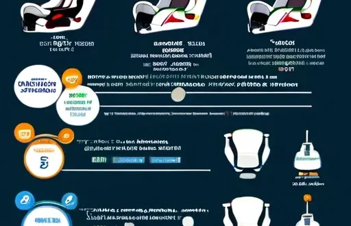 Инфографика: краш-тесты детских кресел и элементы крепления ISOFIX/LATCH, с графиками HIC и сравнением стандартов